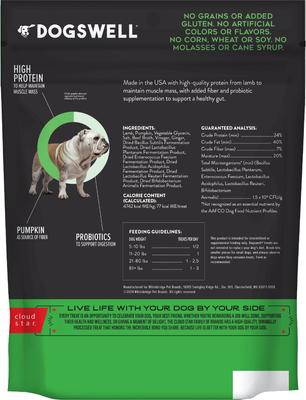 Show full view: Dogswell Gut Health Jerky Lamb Recipe Grain-Free Dog Treats, 10-oz bag slide 3 of 11