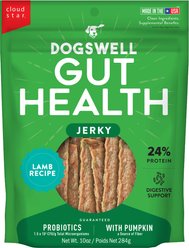 Dogswell Gut Health Jerky Lamb Recipe Grain-Free Dog Treats, 10-oz bag
