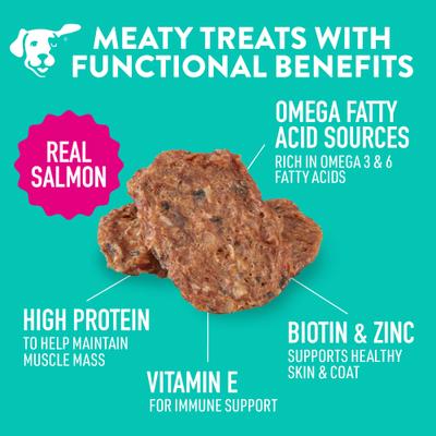 Show full view: Dogswell Skin & Coat Mini Jerky Salmon Recipe Grain-Free Dog Treats, 4-oz bag slide 5 of 11