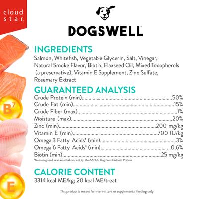 Show full view: Dogswell Skin & Coat Mini Jerky Salmon Recipe Grain-Free Dog Treats, 4-oz bag slide 4 of 11