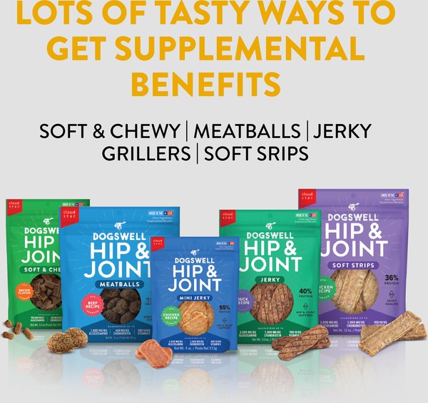 Dogswell Hip & Joint Jerky Duck Recipe Grain-Free Dog Treats