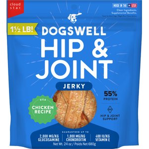 Dogswell Hip & Joint Jerky Chicken Recipe Grain-Free Dog Treats, 24-oz bag