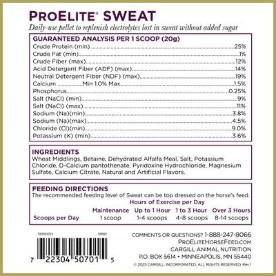 Show full view: ProElite Sweat Electrolyte Pellets Horse Supplement, 3-lb pail slide 6 of 8