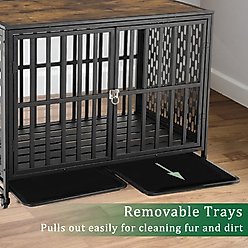 SMONTER Wooden Furniture Style Dog Crate, Rustic Brown, 42 Inch slide 2 of 7