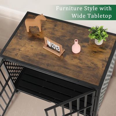 Show full view: SMONTER Wooden Furniture Style Dog Crate, Rustic Brown, 42 Inch slide 5 of 8