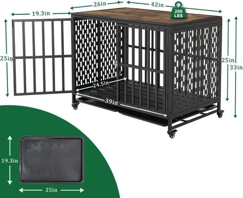 Show full view: SMONTER Wooden Furniture Style Dog Crate, Rustic Brown, 42 Inch slide 7 of 8
