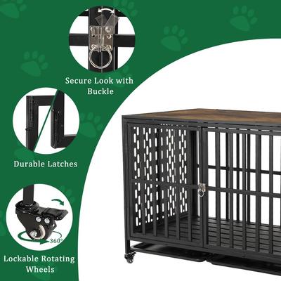 Show full view: SMONTER Wooden Furniture Style Dog Crate, Rustic Brown, 42 Inch slide 3 of 8