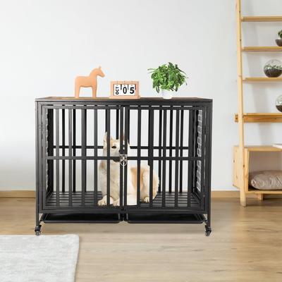 Show full view: SMONTER Wooden Furniture Style Dog Crate, Rustic Brown, 42 Inch slide 2 of 8