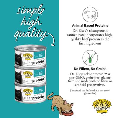 Show full view: Dr. Elsey's cleanprotein Beef Recipe Wet Cat Food, 2.75-oz can, case of 24 slide 6 of 8