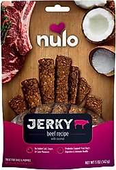 Nulo Premium Jerky Strips Dog Treats, Grain-Free High Protein Jerky Strips made with BC30 Probiotic to Support Digestive & Immune Health Jerky Dog Treats, 5-oz bag