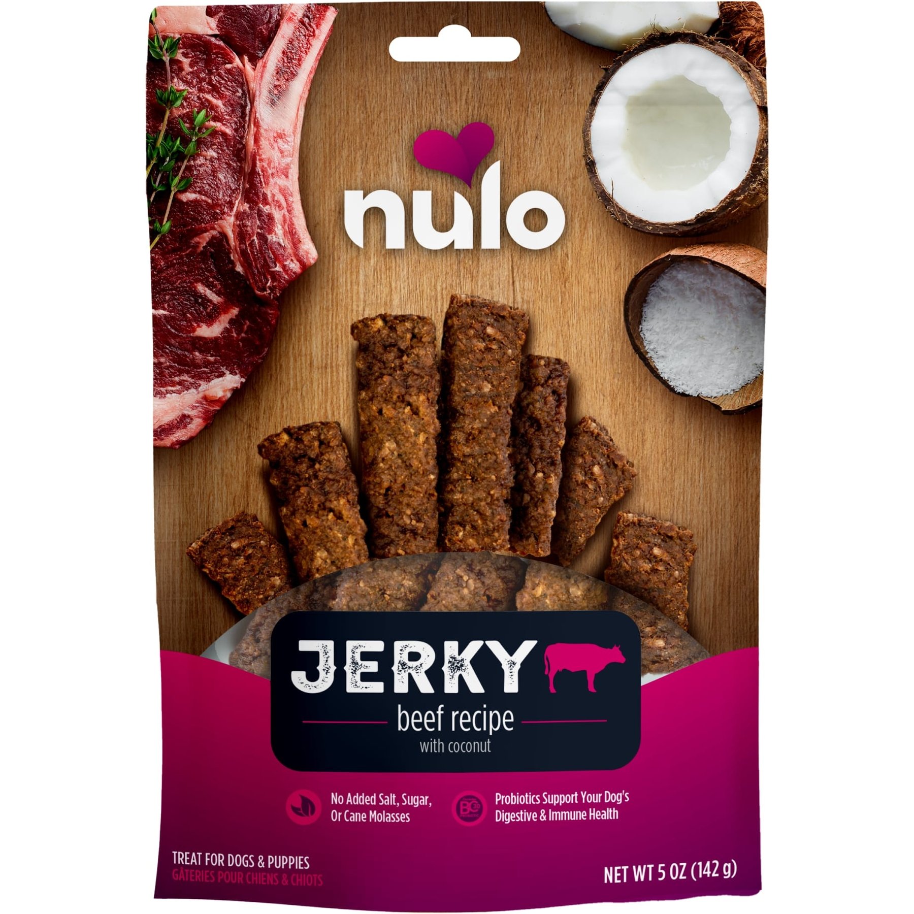 Nulo Premium Jerky Strips Dog Treats, Grain-Free High Protein Jerky Strips made with BC30 Probiotic to Support Digestive & Immune Health Jerky Dog Treats, 5-oz bag