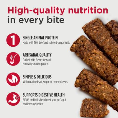 Show full view: Nulo Premium Jerky Strips Dog Treats, Grain-Free High Protein Jerky Strips made with BC30 Probiotic to Support Digestive & Immune Health Jerky Dog Treats, 5-oz bag slide 4 of 11