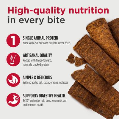 Show full view: Nulo Premium Jerky Strips Dog Treats, Grain-Free High Protein Jerky Strips made with BC30 Probiotic to Support Digestive & Immune Health Dog Treats, 5-oz bag slide 4 of 11