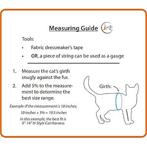LupinePet Basic Solid H-Style Cat Harness, Black, Large: 12 to 20-in chest