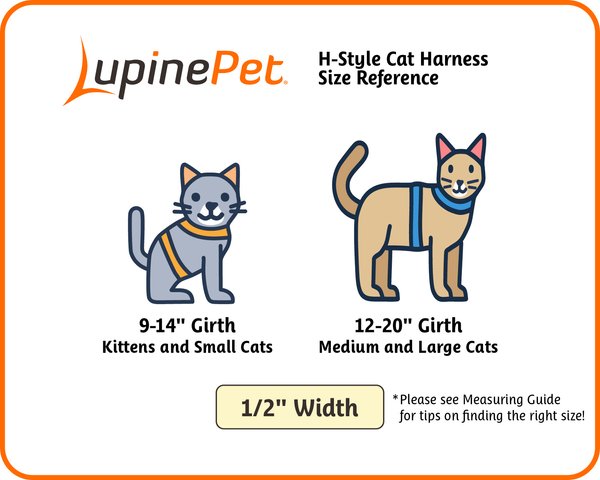 Show full view: LupinePet Basic Solid H-Style Cat Harness, Blue, Large: 12 to 20-in chest slide 2 of 5