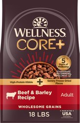 Wellness CORE+ Beef & Barley Grained Natural Adult Dry Dog Food, 18-lb bag