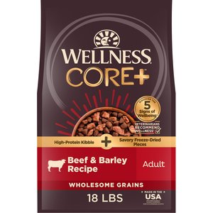Wellness CORE+ Beef & Barley Grained Natural Adult Dry Dog Food, 18-lb bag