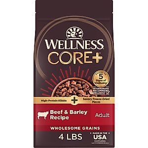 Wellness CORE+ Beef & Barley Grained Natural Adult Dry Dog Food, 4-lb bag