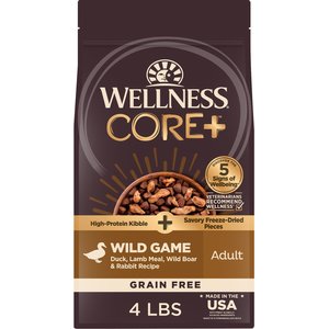 Wellness CORE+ Grain-Free Wild Game Recipe with Freeze-Dried Lamb Dry Dog Food, 4-lb bag
