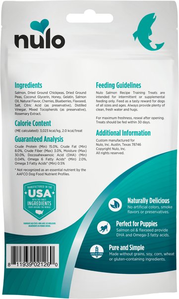 Show full view: Nulo Salmon Recipe Grain-Free Dog Training Treats, 4-oz bag slide 3 of 10