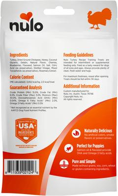 Show full view: Nulo Turkey Recipe Grain-Free Dog Training Treats, 4-oz bag slide 3 of 10