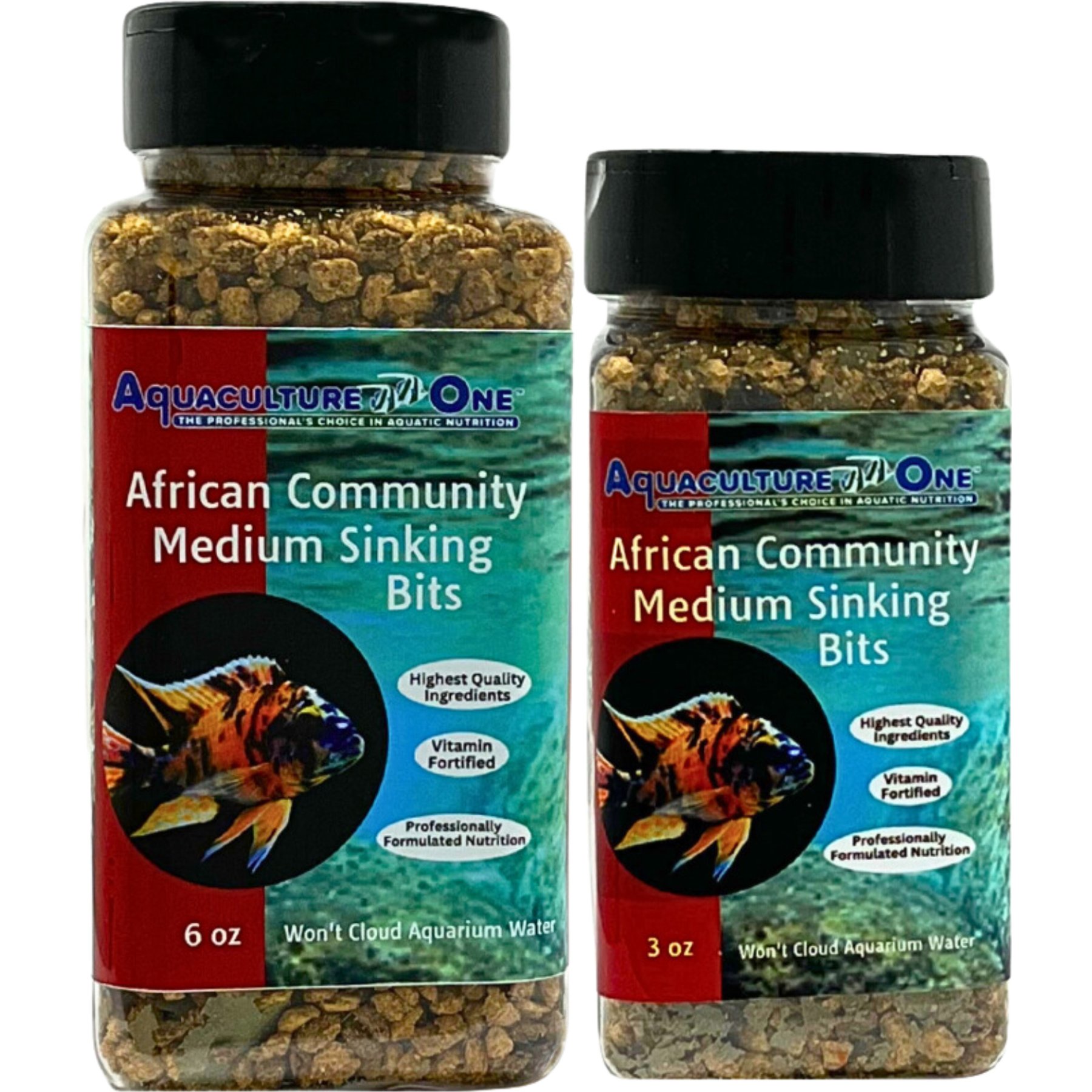 Aquaculture-One African Community Medium Sinking Bits Fish Food, 6-oz jar