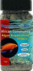 Aquaculture-One African Community Algae Supplement Flakes Fish Food, 1-oz jar