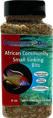 Show full view: Aquaculture-One African Community Small Sinking Bits Fish Food, 6-oz jar slide 2 of 6
