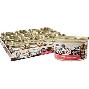 Wellness CORE Digestive Health Salmon Pate Recipe Grain-Free Wet Cat Food, 3-oz, case of 12