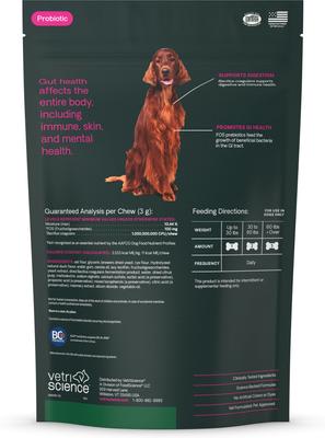 Show full view: VetriScience Probiotic Everyday Gut Health Duck Flavored Chews Probiotic Supplement for Dogs, 120 count slide 9 of 10