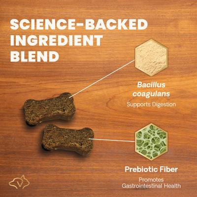 Show full view: VetriScience Probiotic Everyday Gut Health Duck Flavored Chews Probiotic Supplement for Dogs, 120 count slide 4 of 10