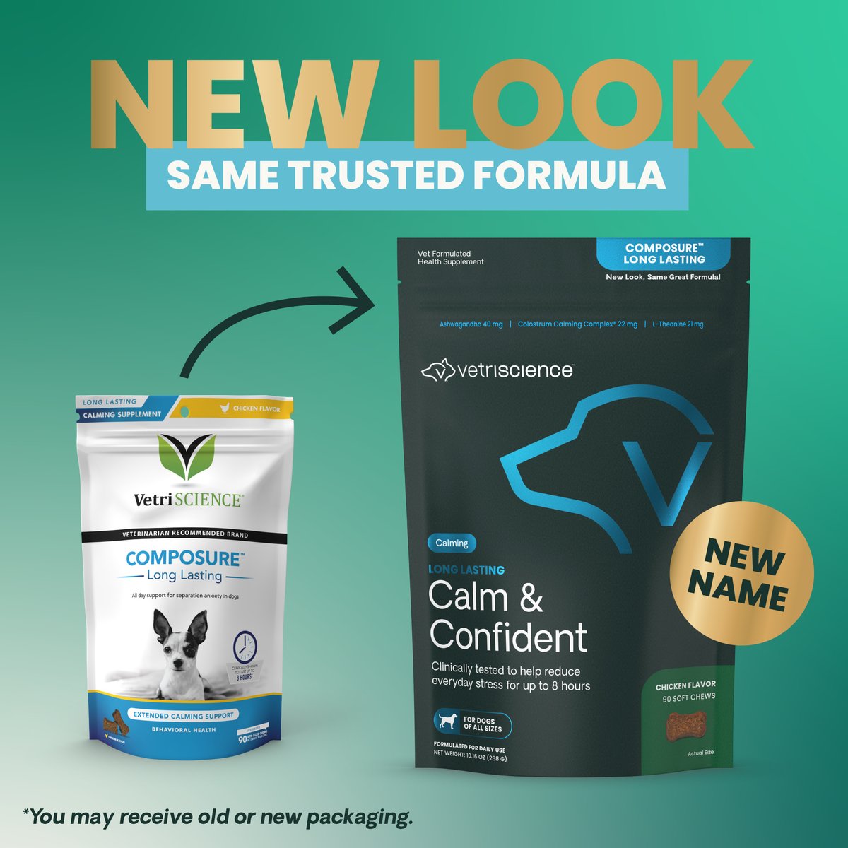 VetriScience Composure Long Lasting Calm & Confident Clinically Tested Chicken Flavored Chews Calming Supplement for Dogs