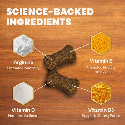 Show full view: VetriScience Canine Plus Senior 27+ Active Health Veggie Flavored Soft Chewsw Multivitamin for Senior Dogs, 60 count slide 4 of 10