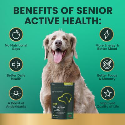 Show full view: VetriScience Canine Plus Senior 27+ Active Health Veggie Flavored Soft Chewsw Multivitamin for Senior Dogs, 60 count slide 6 of 10