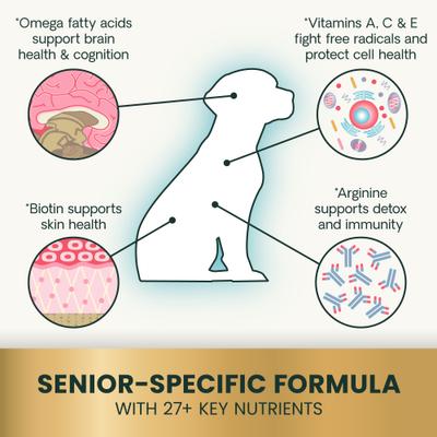 Show full view: VetriScience Canine Plus Senior 27+ Active Health Veggie Flavored Soft Chewsw Multivitamin for Senior Dogs, 60 count slide 5 of 10