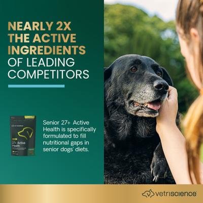 Show full view: VetriScience Canine Plus Senior 27+ Active Health Veggie Flavored Soft Chewsw Multivitamin for Senior Dogs, 60 count slide 3 of 10