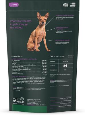 Show full view: VetriScience Vetri Cardio Extra Strength Healthy Heart Chicken Flavored Chews Supplement for Dogs, 60 count slide 9 of 10