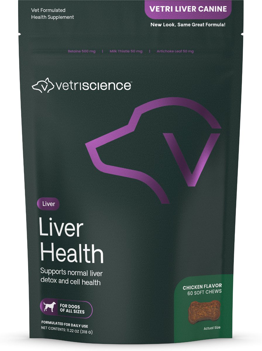 VetriScience Vetri Liver Health Chicken Flavored Chews with Milk Thistle Liver Supplement for Dogs