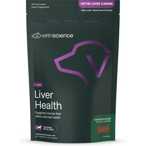 VetriScience Vetri Liver Health Chicken Flavored Chews with Milk Thistle Liver Supplement for Dogs, 60 count