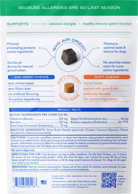 Show full view: Native Pet Allergy & Immune Chews Allergy Relief Supplement for Dogs, 90 count slide 3 of 9