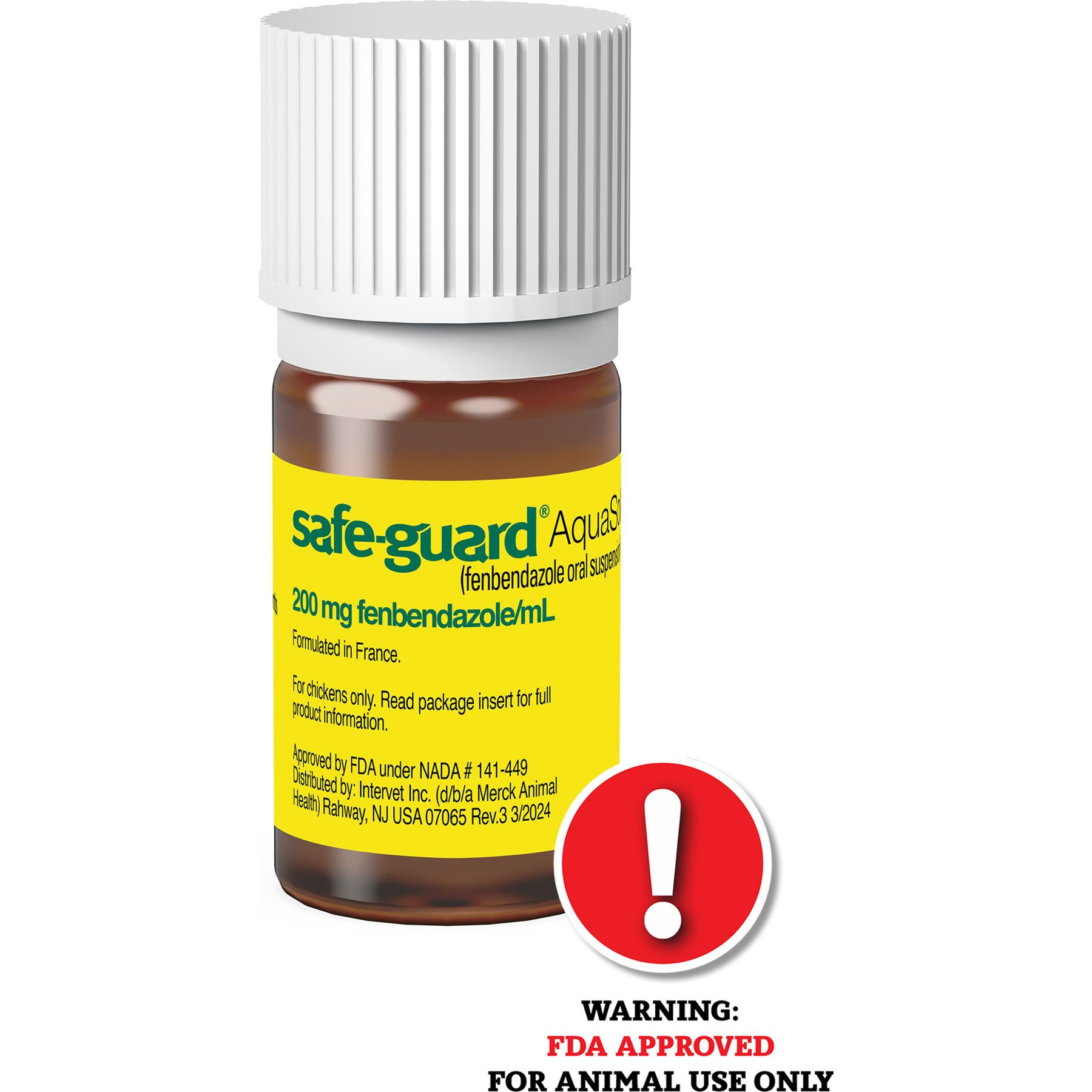Safe-Guard AquaSol Dewormer for Chickens, 3-mL bottle