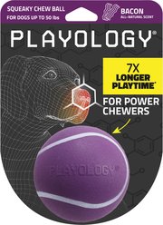 Playology Bacon Scented Squeaky Chew Ball Dog Toy, Medium