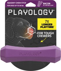 Playology Bacon Scented Squeaky Chew Stick Dog Toy, Medium