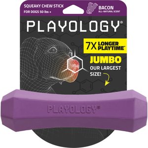 Playology Bacon Scented Squeaky Chew Stick Dog Toy, Jumbo