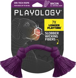 Playology Dri-Tech Rope Dog Toy, Medium, Bacon