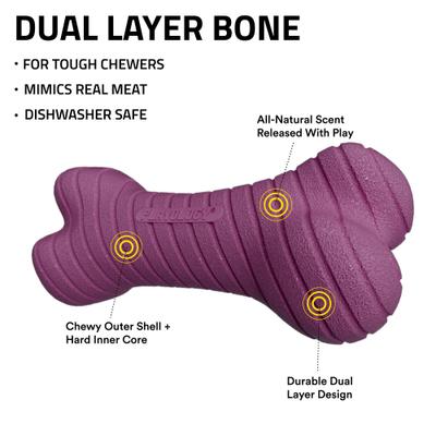 Show full view: Playology Bacon Scented Dual Layer Bone Dog Toy, Small slide 3 of 10