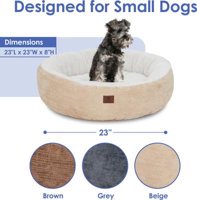 Show full view: American Kennel Club Mason Fabric Round Dog Bed, Tan, Large: 31-in slide 6 of 7