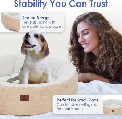 Show full view: American Kennel Club Mason Fabric Round Dog Bed, Tan, Large: 31-in slide 5 of 7