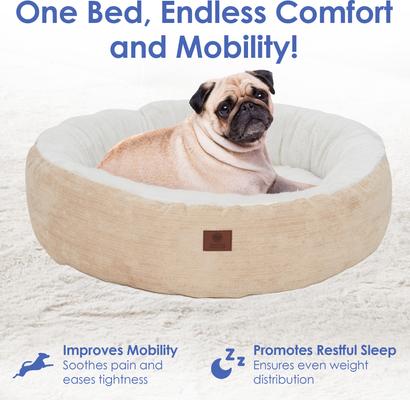 Show full view: American Kennel Club Mason Fabric Round Dog Bed, Tan, Large: 31-in slide 3 of 7