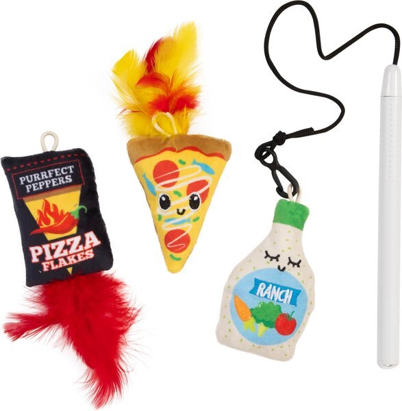 Quirky Kitty Pizza Night Retractable Wand Cat Toy, 3 count